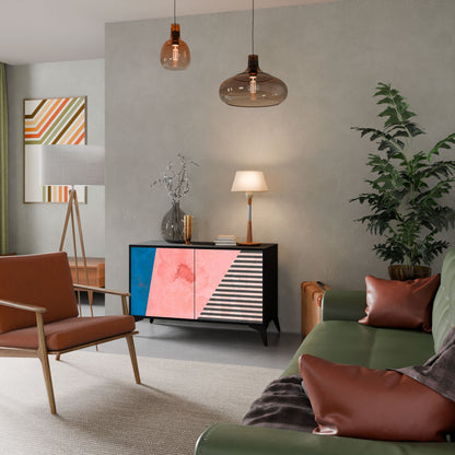 Credenza GLAMOROUS STRIPE a 2 ante in finitura nera