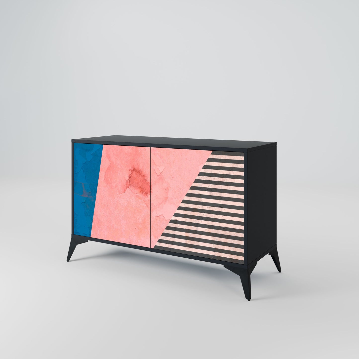 Credenza GLAMOROUS STRIPE a 2 ante in finitura nera