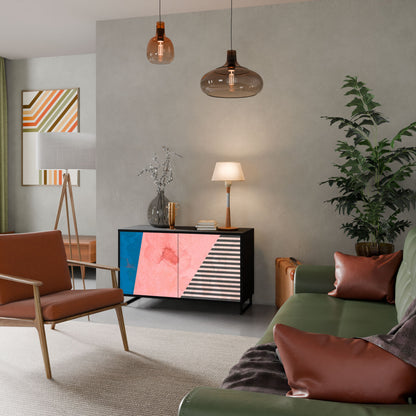 Credenza GLAMOROUS STRIPE a 2 ante in finitura nera