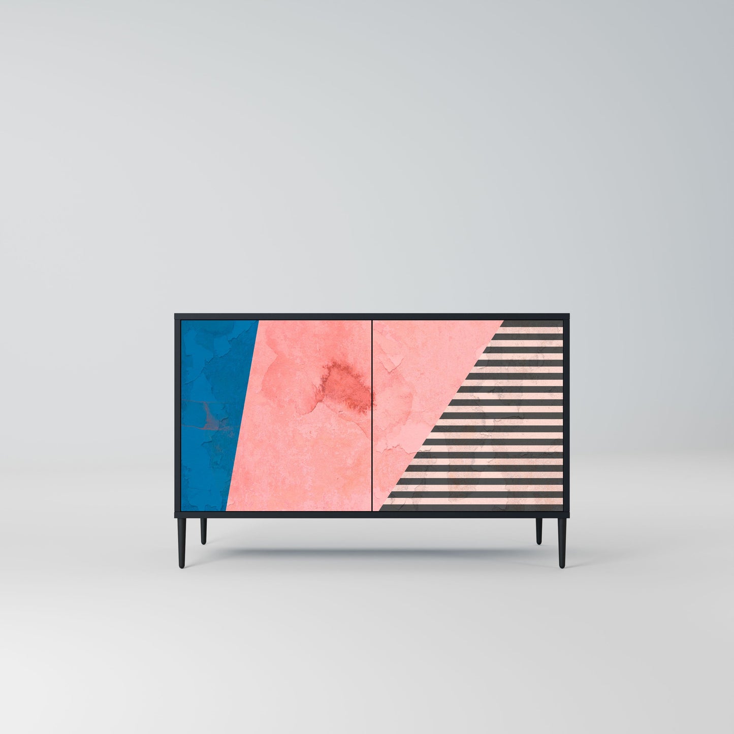 Credenza GLAMOROUS STRIPE a 2 ante in finitura nera