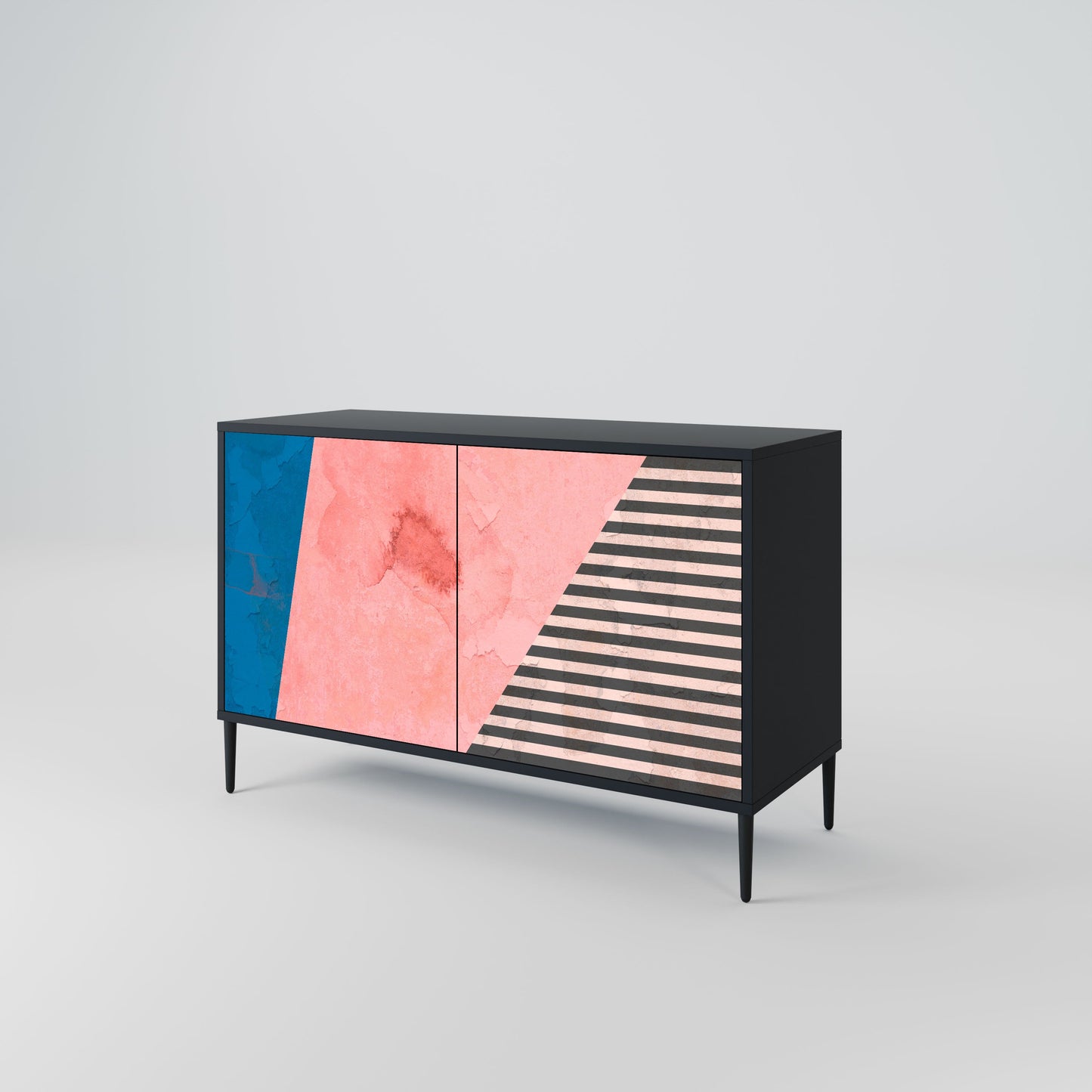 Credenza GLAMOROUS STRIPE a 2 ante in finitura nera