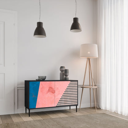 Credenza GLAMOROUS STRIPE a 2 ante in finitura nera