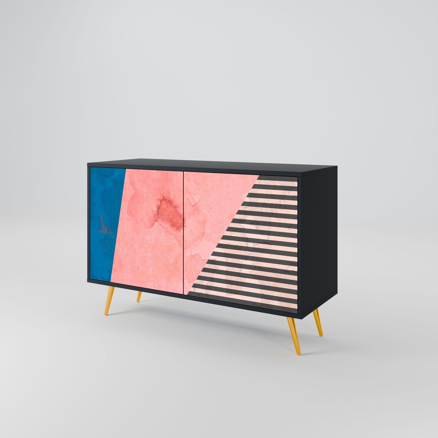 Credenza GLAMOROUS STRIPE a 2 ante in finitura nera