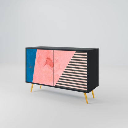 Credenza GLAMOROUS STRIPE a 2 ante in finitura nera
