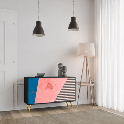 Credenza GLAMOROUS STRIPE a 2 ante in finitura nera