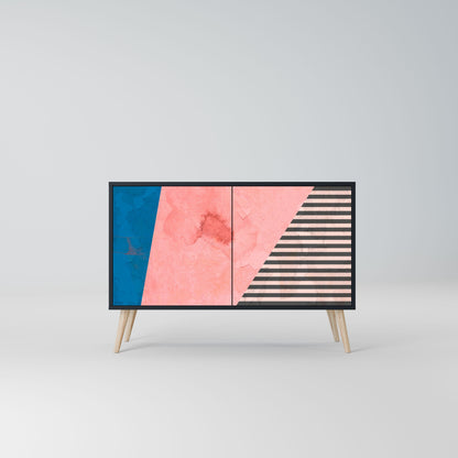 Credenza GLAMOROUS STRIPE a 2 ante in finitura nera