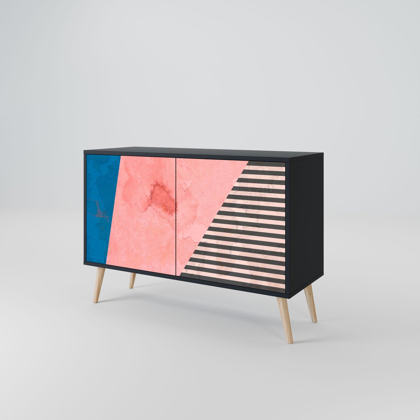 Credenza GLAMOROUS STRIPE a 2 ante in finitura nera