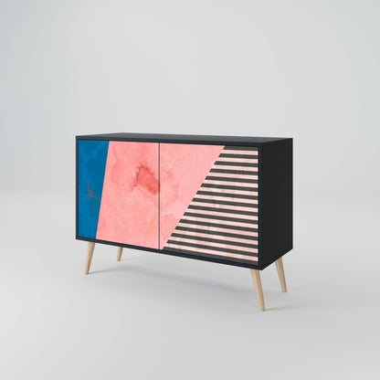Credenza GLAMOROUS STRIPE a 2 ante in finitura nera