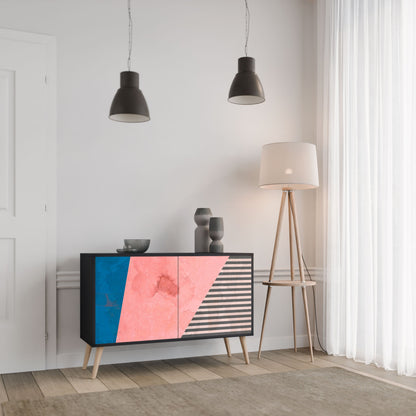 Credenza GLAMOROUS STRIPE a 2 ante in finitura nera