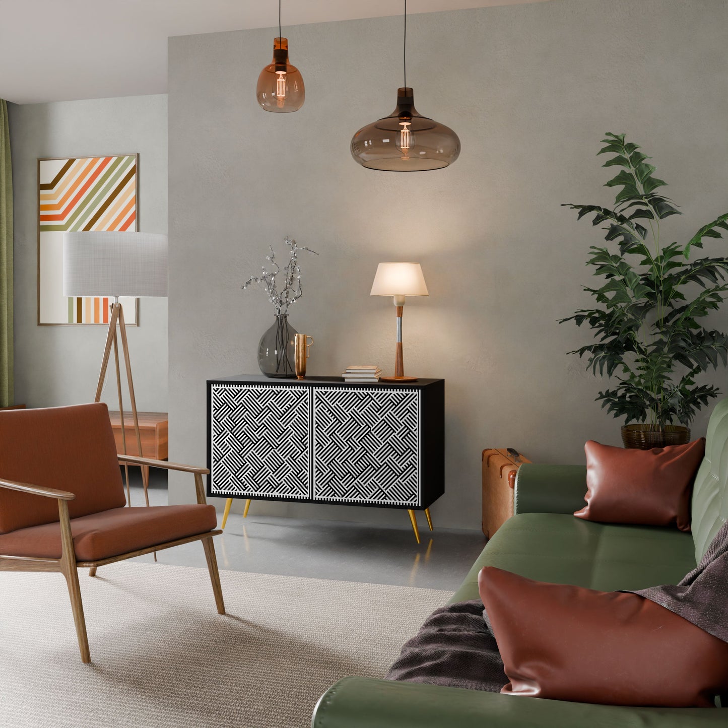 Credenza a 2 ante TEMPORARY SEQUENCE in finitura nera