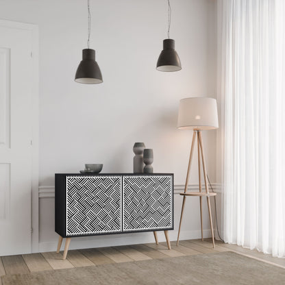 Credenza a 2 ante TEMPORARY SEQUENCE in finitura nera