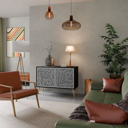 Credenza a 2 ante TEMPORARY SEQUENCE in finitura nera