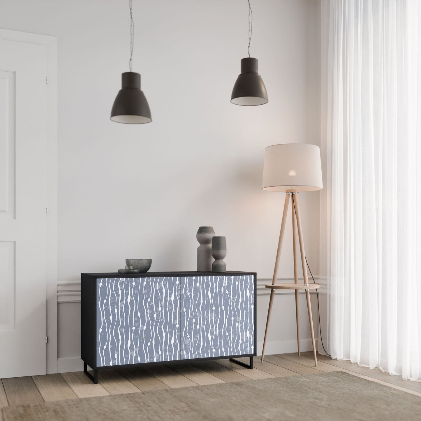 Credenza GRAPHITE RAIN a 2 ante in finitura nera