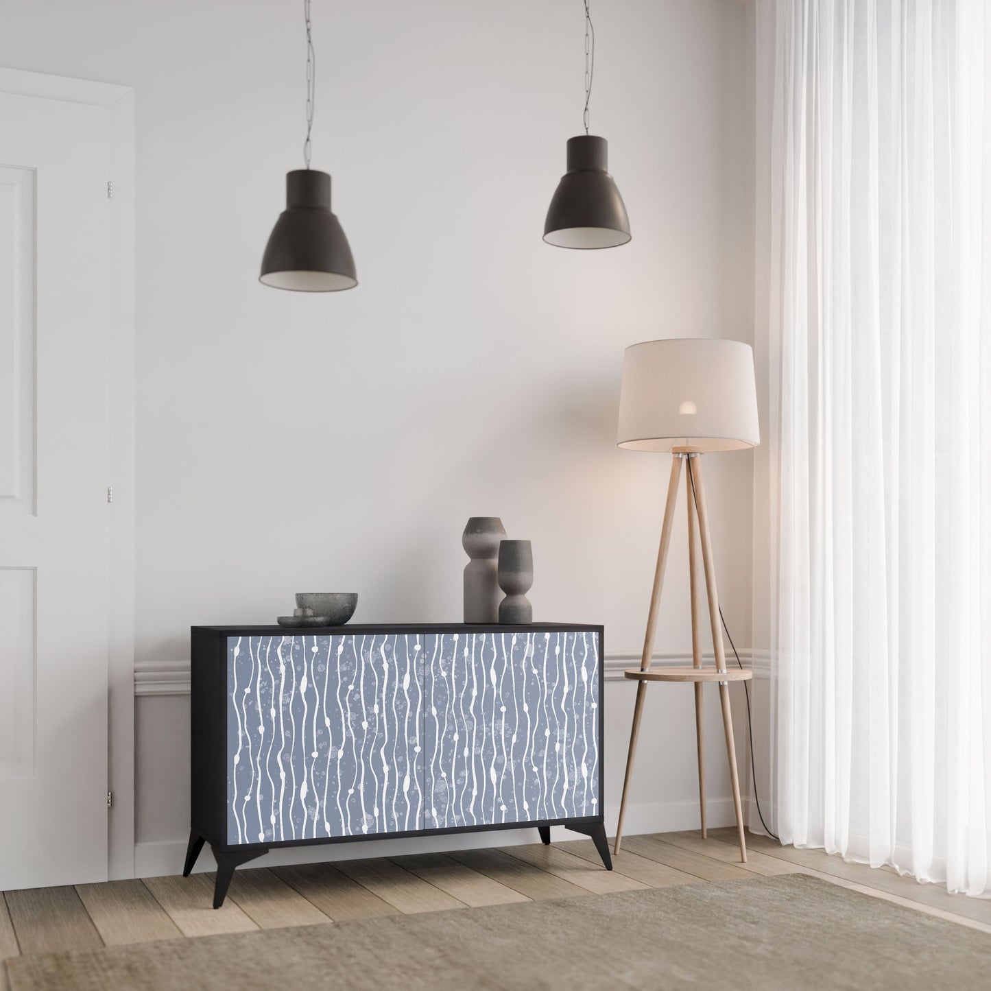 Credenza GRAPHITE RAIN a 2 ante in finitura nera