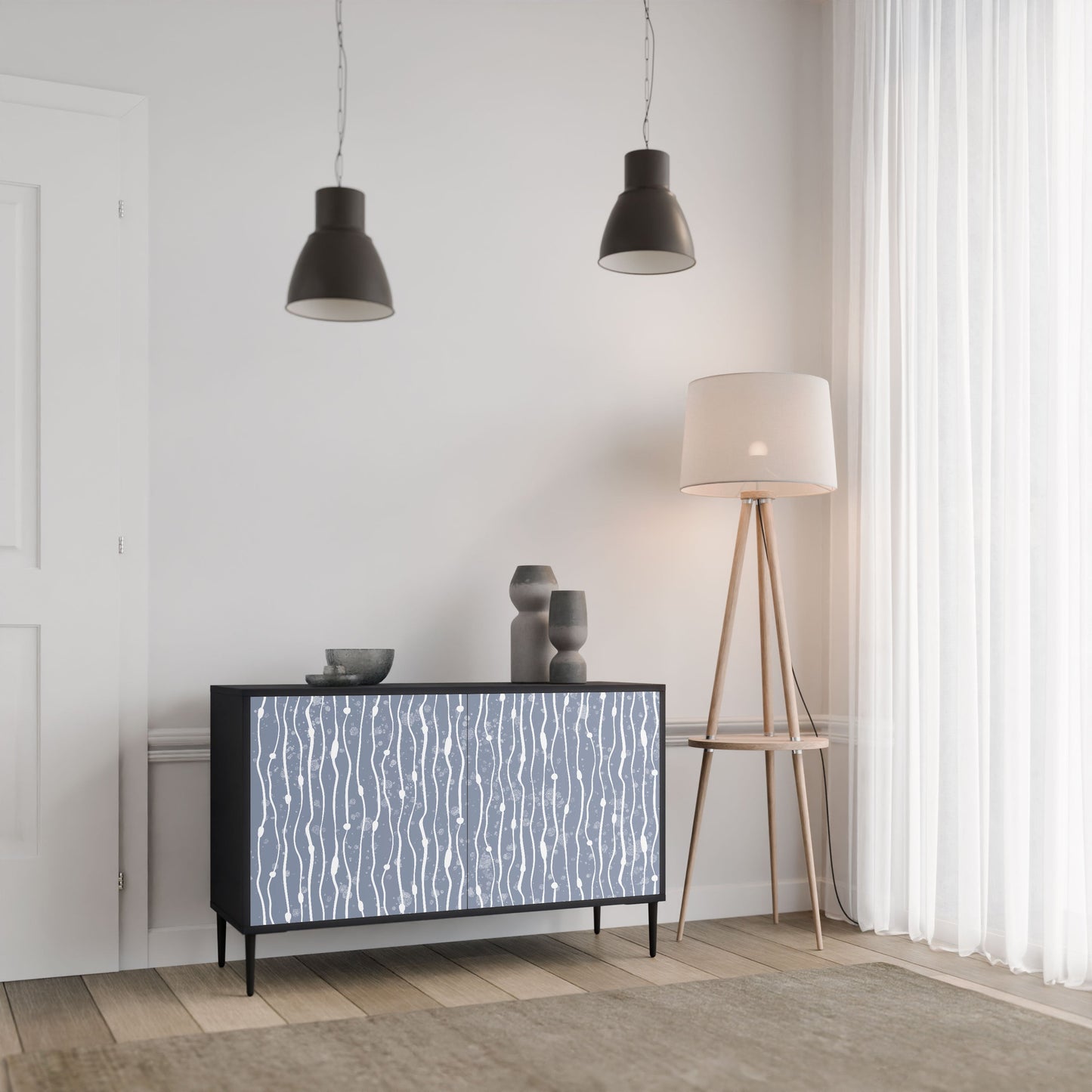 Credenza GRAPHITE RAIN a 2 ante in finitura nera