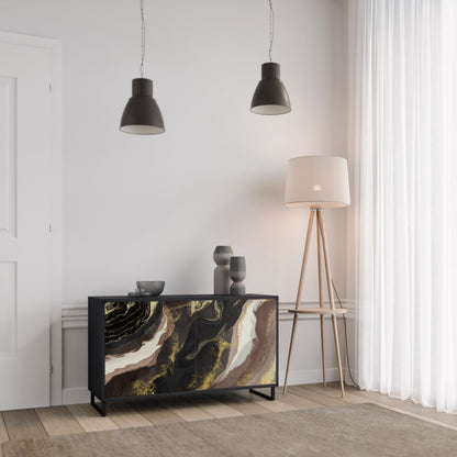 Credenza a 2 ante GOLD DUST in finitura nera