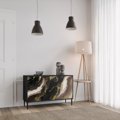 Credenza a 2 ante GOLD DUST in finitura nera