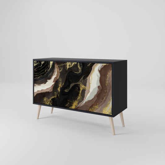 Credenza a 2 ante GOLD DUST in finitura nera