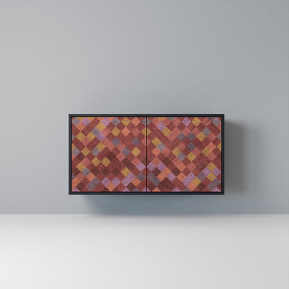 PAINTED SQUARES Madia a 2 Ante in Finitura Nera