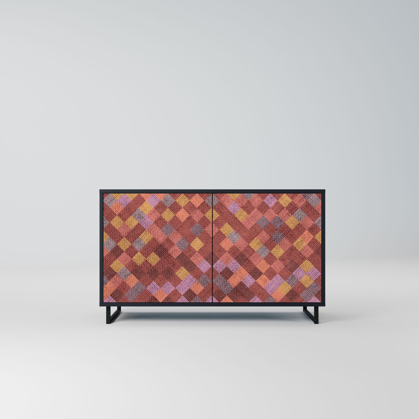 Credenza a 2 ante PAINTED SQUARES in finitura nera