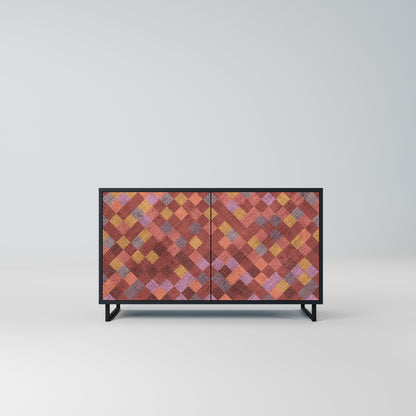 Credenza a 2 ante PAINTED SQUARES in finitura nera