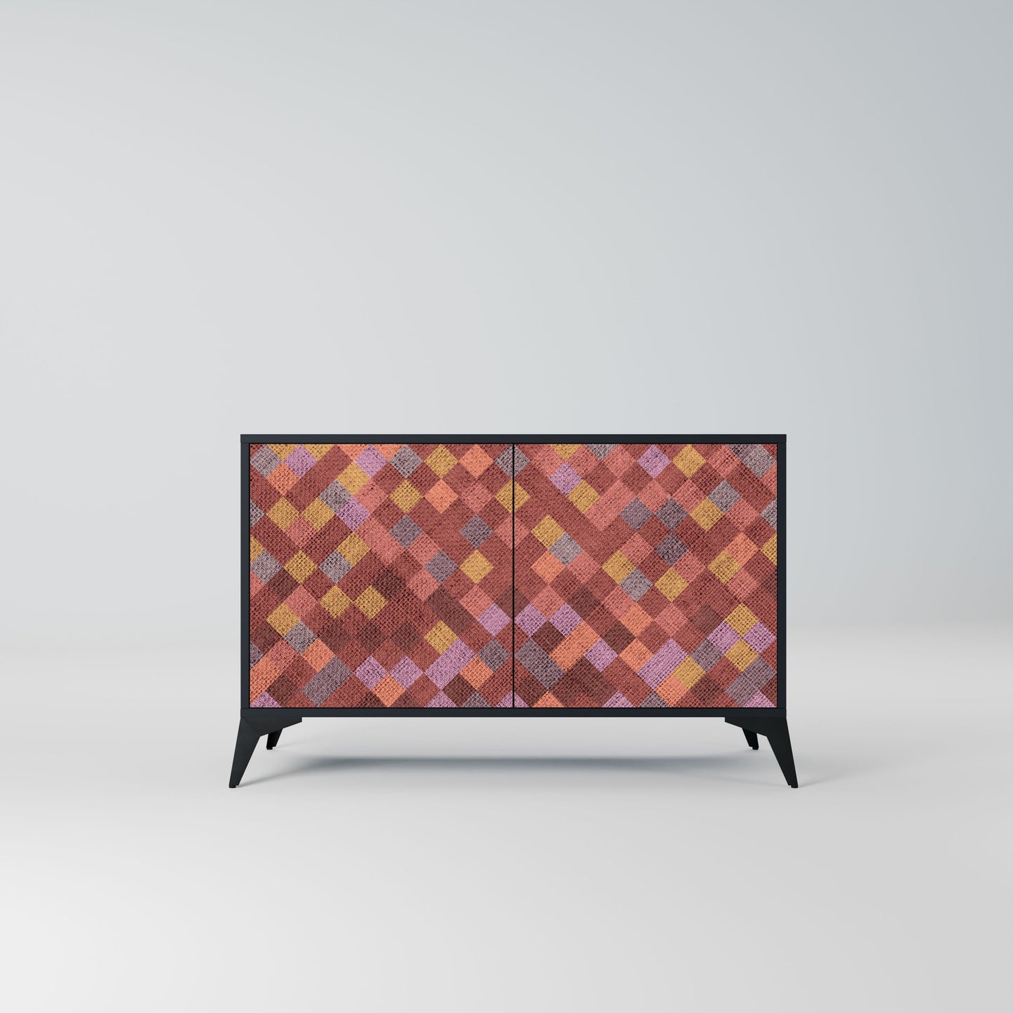 Credenza a 2 ante PAINTED SQUARES in finitura nera