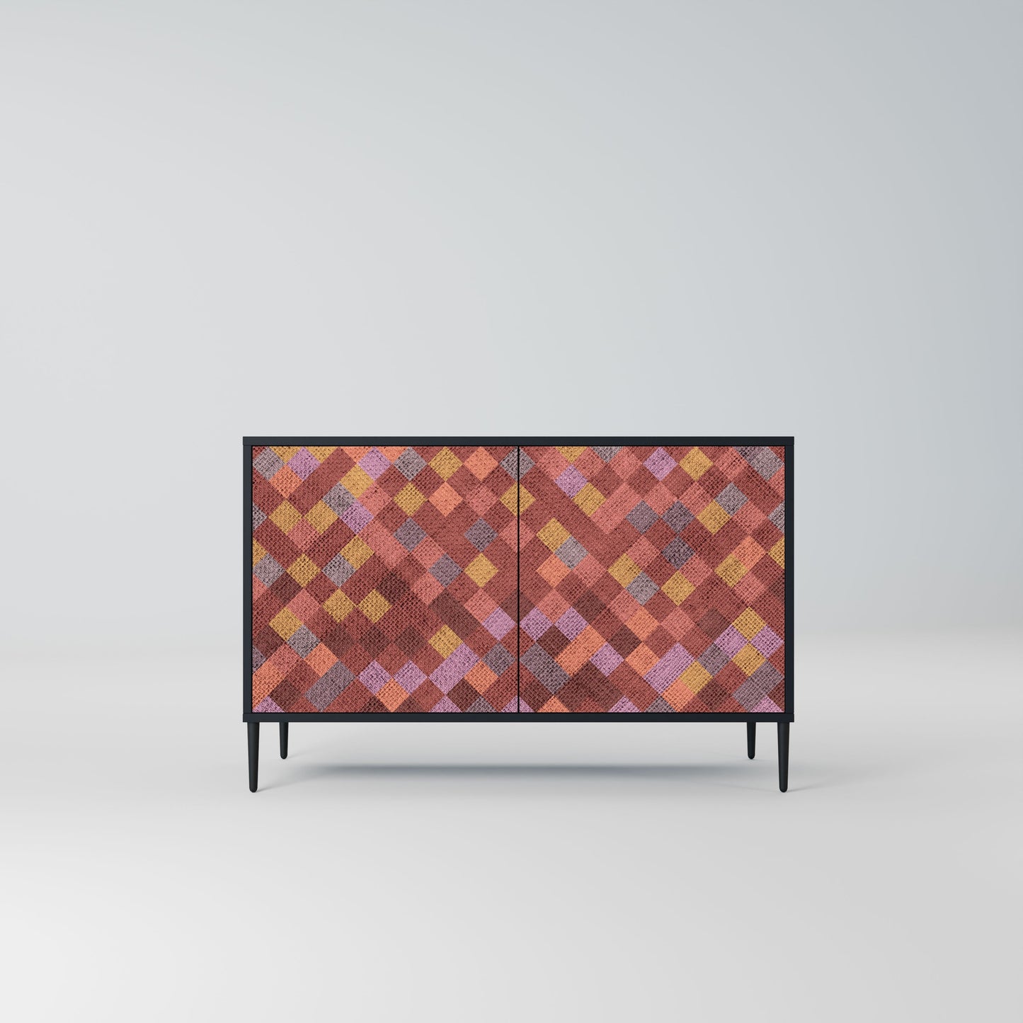 Credenza a 2 ante PAINTED SQUARES in finitura nera