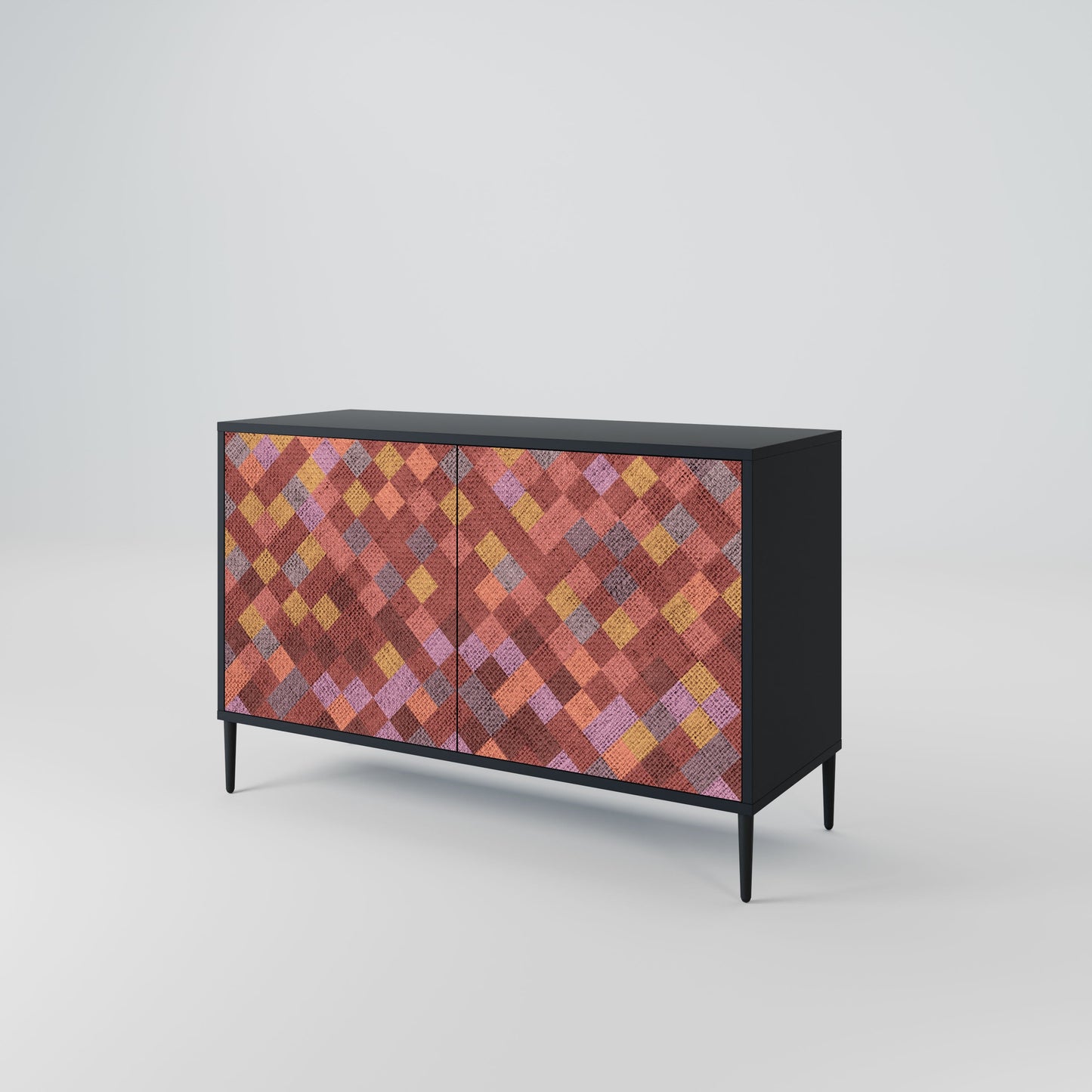 Credenza a 2 ante PAINTED SQUARES in finitura nera