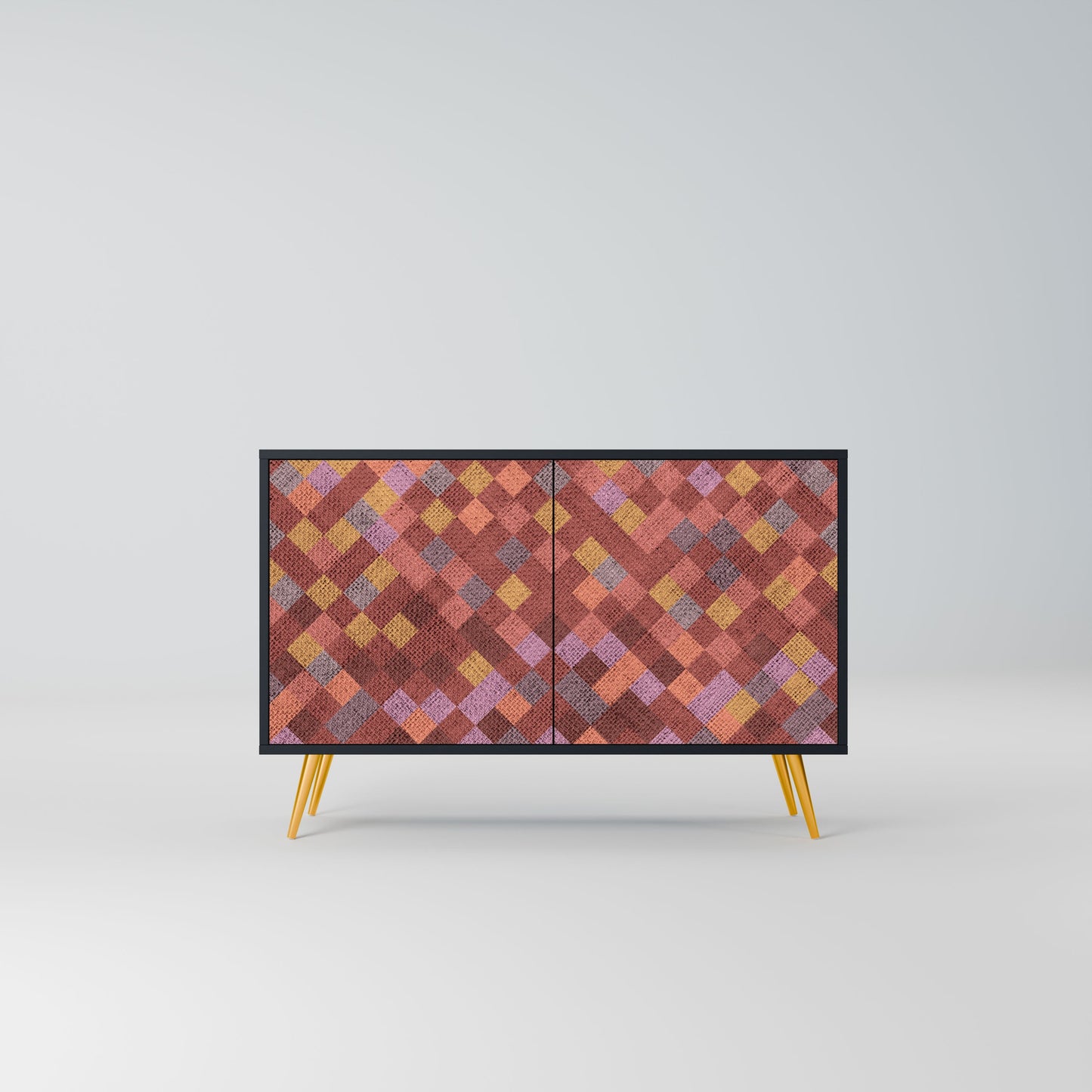 Credenza a 2 ante PAINTED SQUARES in finitura nera