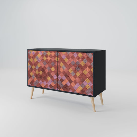 Credenza a 2 ante PAINTED SQUARES in finitura nera
