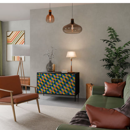 Credenza a 2 ante PAINTED SQUARES MIX in finitura nera
