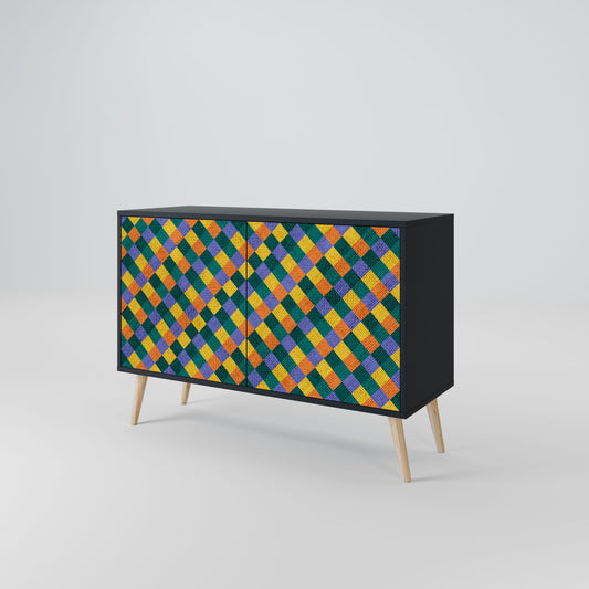 Credenza a 2 ante PAINTED SQUARES MIX in finitura nera