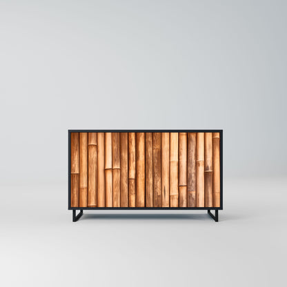 Credenza a 2 ante in LEGNO NATURALE con finitura nera