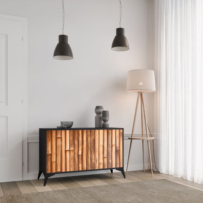 Credenza a 2 ante in LEGNO NATURALE con finitura nera