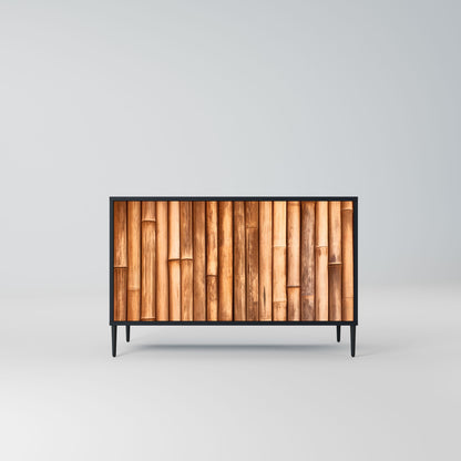 Credenza a 2 ante in LEGNO NATURALE con finitura nera