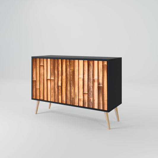 Credenza a 2 ante in LEGNO NATURALE con finitura nera