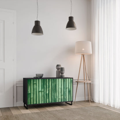 Credenza a 2 ante NATURAL GREEN in finitura nera