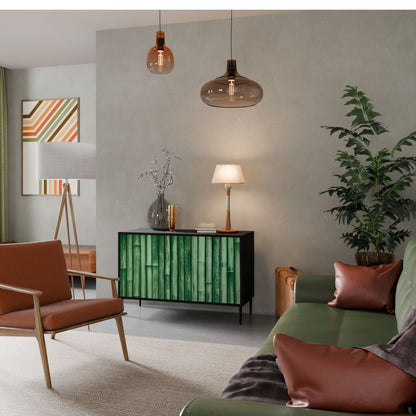 Credenza a 2 ante NATURAL GREEN in finitura nera