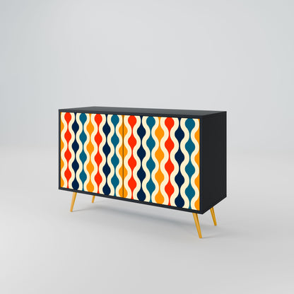 Credenza a 2 ante COLORFUL NOSTALGIA in finitura nera