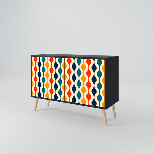 Credenza a 2 ante COLORFUL NOSTALGIA in finitura nera