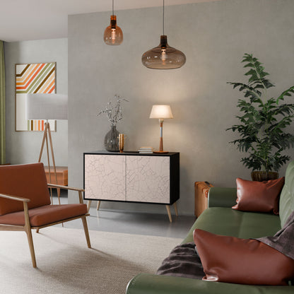 Credenza a 2 ante CERAMIC TEXTURE in finitura nera