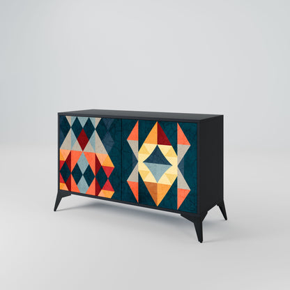 Credenza a 2 ante CRACKED ILLUSION in finitura nera