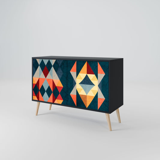 Credenza a 2 ante CRACKED ILLUSION in finitura nera