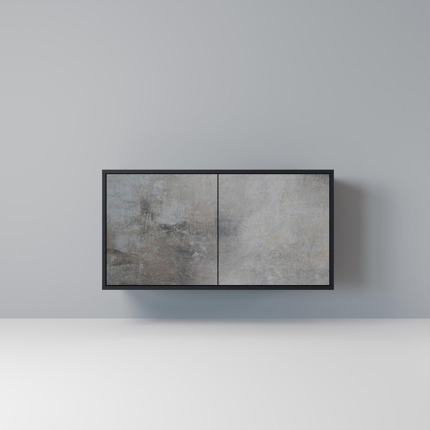 CONCRETE WALL Madia a 2 Ante in Finitura Nera