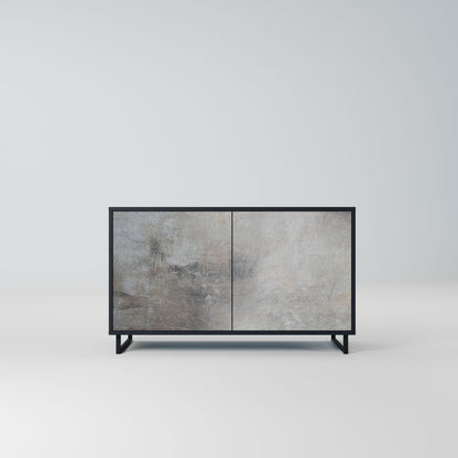 Credenza a 2 ante CONCRETE WALL in finitura nera