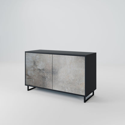 Credenza a 2 ante CONCRETE WALL in finitura nera