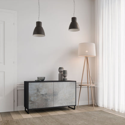 Credenza a 2 ante CONCRETE WALL in finitura nera