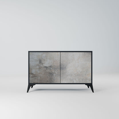 Credenza a 2 ante CONCRETE WALL in finitura nera