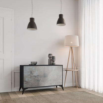 Credenza a 2 ante CONCRETE WALL in finitura nera