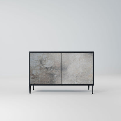 Credenza a 2 ante CONCRETE WALL in finitura nera